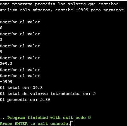 Promedio de números en C++