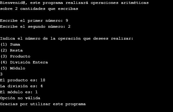 Ejemplo de una salida con switch