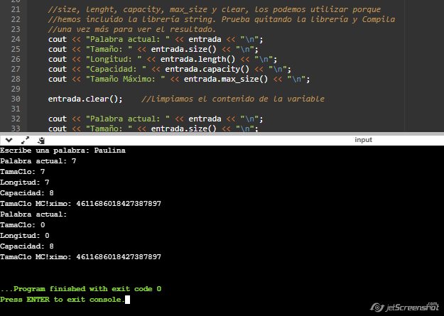 Uso de la biblioteca String en C++