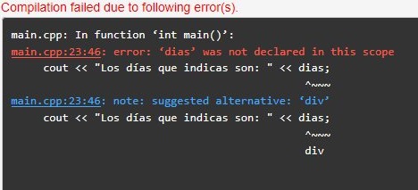 Error: Uso de variables fuera de su ámbito