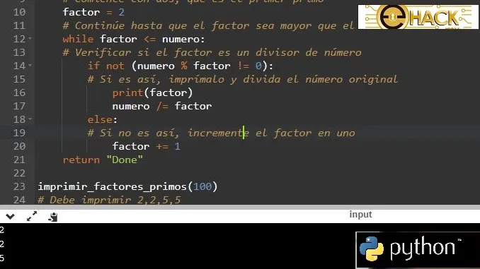 Python - Imprimir factores primos