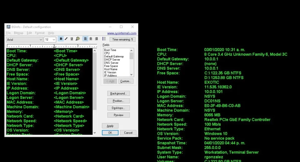 BgInfo – SysInternals