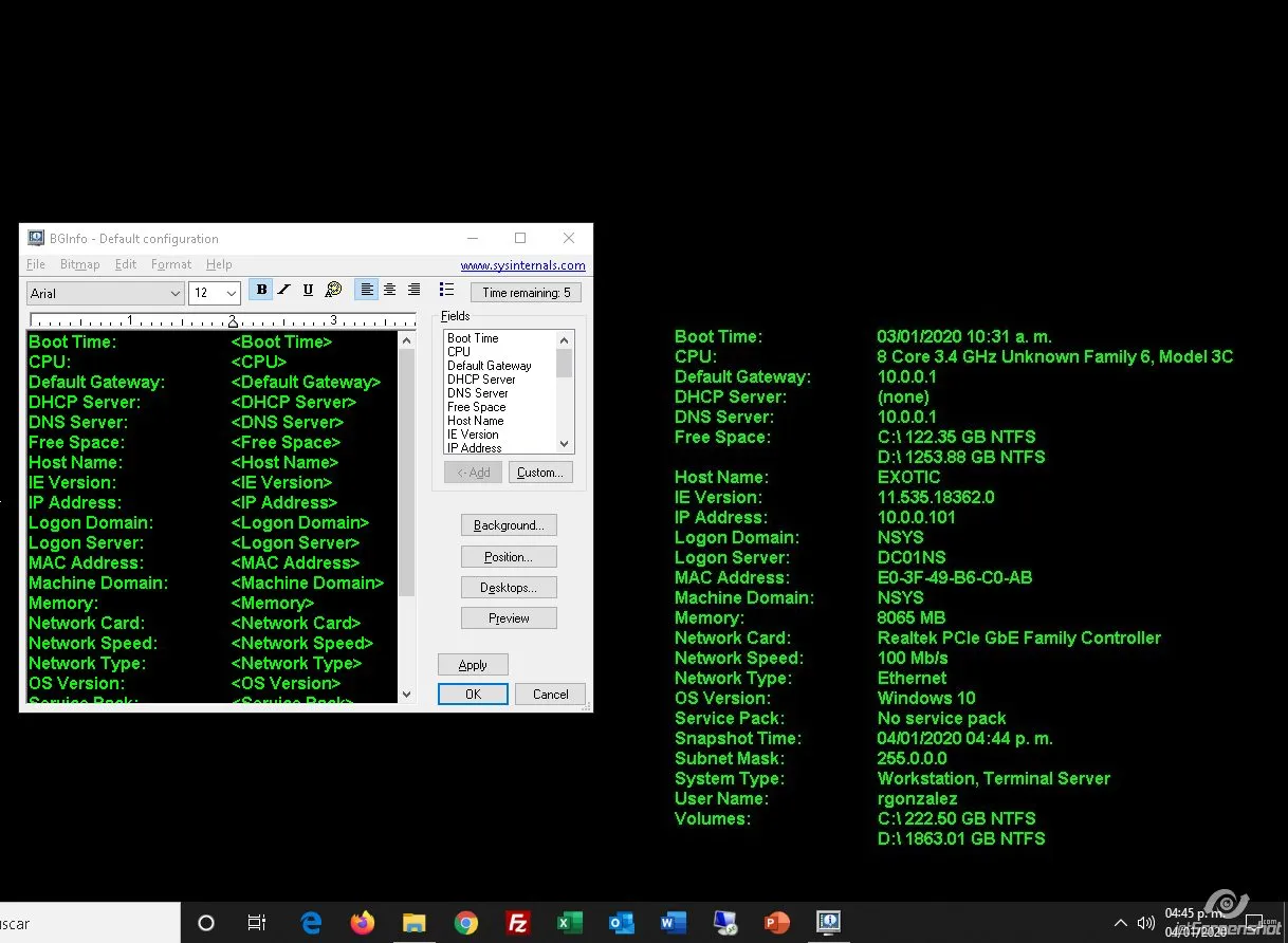 BgInfo – SysInternals