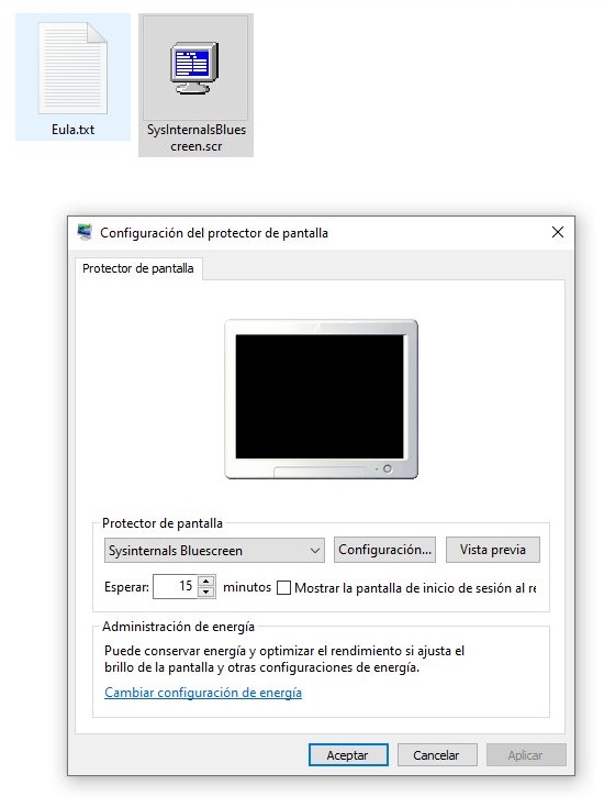 Configuración de BlueScreen Configuración de BlueScreen
