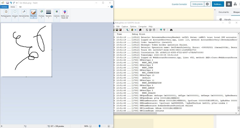 Salida de DebugView al guardar un documento de MS Paint Salida de DebugView al guardar un documento de MS Paint