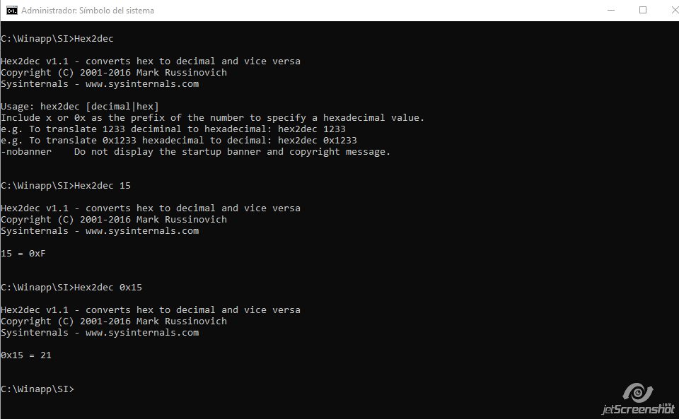Conversión Decimal y Hexadecimal con Hex2dec