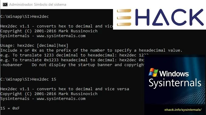 Hex2dec – SysInternals