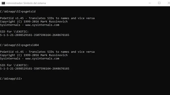 PsGetSid – SysInternals