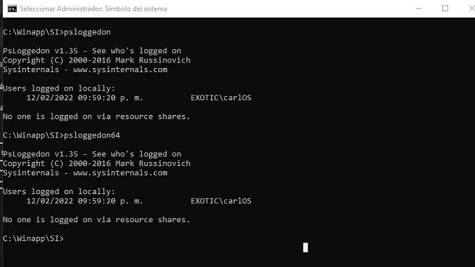 PsLoggedOn – SysInternals