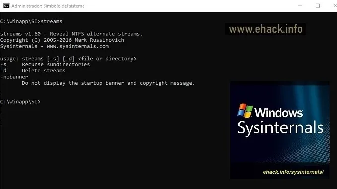 Streams – SysInternals