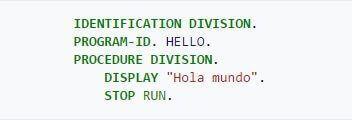 Programa Hola Mundo en Cobol